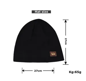Size chart showing 27x27cm dimensions for this thermal winter knit plaid beanie hat