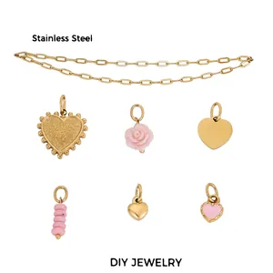 Necklace And Pendants DIY Stainless Steel Heart Gold Plated Jewelry Fashion Women Handmade Jewelry Making