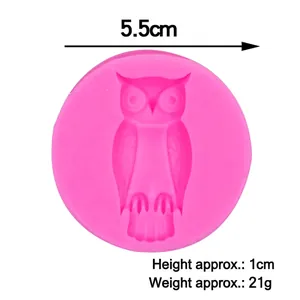 Pink owl silicone mold for DIY baking and crafts measuring 5.5cm in diameter