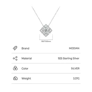 S925 Sterling Silver Flower Pendant Necklace with Zirconia and Size Specifications