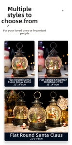 Christmas lantern music box with Santa and snowman scenes measuring 21x14x8cm