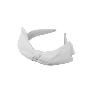 Elegant white fabric oversized bow headband for women with a high top minimalist style