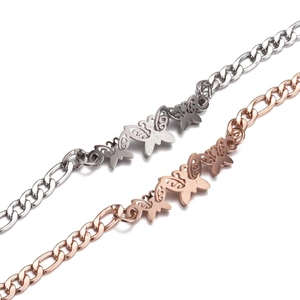 Bracciale a farfalla in acciaio inossidabile minimalista in argento e oro rosa