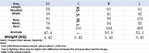 Tableau des tailles pour ensemble haut sans manches et pantalon avec mesures en CM