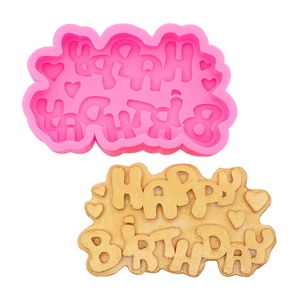 Stampo in silicone Happy Birthday con rilievo a cuore per candele e saponi DIY