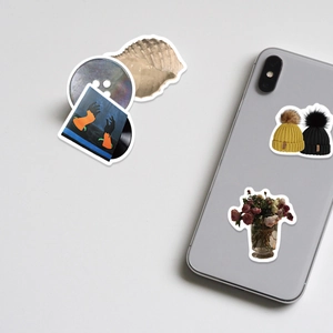 60pcs black and white minimalist coffee star bear stickers set on phone and notebook