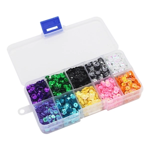 Boîte de rangement à 10 compartiments avec des paillettes colorées pour la couture DIY