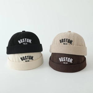Chapeau Miki Sans Bord Enfant Docker Bonnet Velours Côtelé Brodé Lettre Rétro Pour Garçons Filles Chaud Automne Hiver
