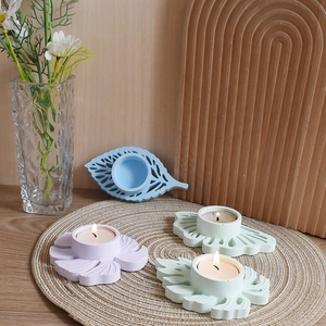 Bladvormige hars kandelaars in pastelkleuren voor sfeervolle woondecoratie accenten