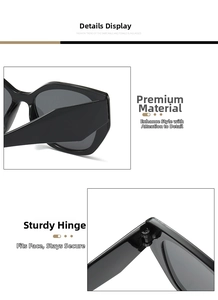 Detail showing the sturdy hinge construction and smooth black texture of cat eye sunglasses