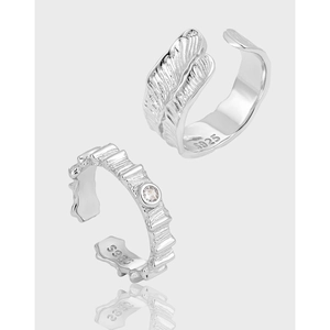 S925 sterling silver couple rings with textured stripe finish and sparkling zircon stones