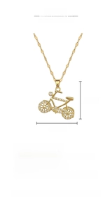 Detailed size chart for gold bicycle necklace with 2.5cm pendant and 40cm chain