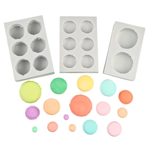 3-piece macaron silicone mold set for soap, candle, and baking, featuring 14 varied cavities