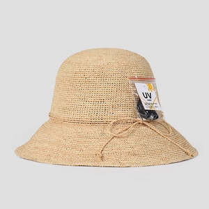 Women Handmade Raffia Straw Hat Wide Brim Sun Protection UV Care Foldable Beach Vacation Packable Bucket Hat For Lady Summer