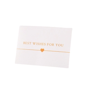 Textured white greeting card with gold heart and Best Wishes For You message