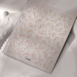 3D embossed moon and star nail stickers with golden accents and crystal texture