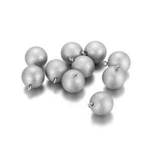 Perle in acciaio inossidabile argento satinato per gioielli con piccoli anelli sospesi