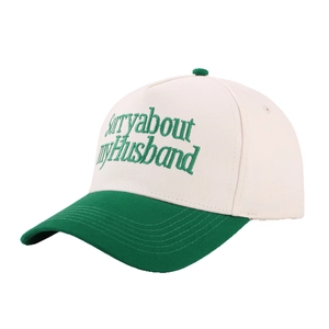Zweifarbige Trucker-Mütze mit Sorry About My Husband Stickerei und grünem Schirm