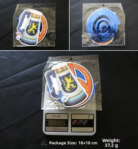 Macro shot of 6 Oktoberfest swirl decorations with beer mug and pretzel card designs