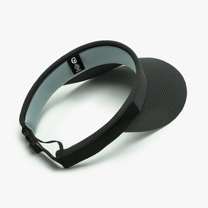 Dark grey breathable mesh visor cap with UV protection and adjustable strap for sports