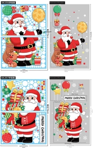 Detailed size chart for Santa Claus window stickers with layout and finished dimensions