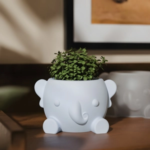 Detail of cute blue elephant silicone mold for succulent pots and home resin crafts