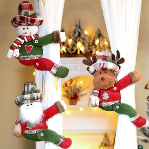 Weihnachts Gardinenclip Weihnachtsmann Schneemann Rentier Gnom Plüsch Strickstoff Feiertag Heimdekoration Raffhalter Weich