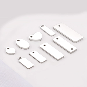 Set of polished stainless steel geometric blank charms for DIY jewelry and necklaces