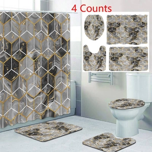 Tenda Da Doccia Bagno Geometrica Marmo Tappeto A U E Copriwater In Poliestere Impermeabile Decorazione Moderna