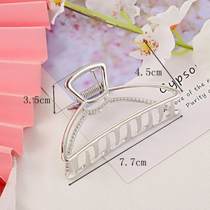 Silver alloy hair claw clip with cutout design measuring 7.7cm long for women