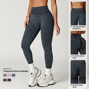 Hoch taillierte dunkelgraue nahtlose Yogahose mit Push-up-Effekt für Fitness und Laufen