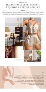 Champagne gold satin camisole set with bow tie detail and matching sleep shorts