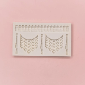 Baroque style curtain fringe silicone cake mold for fondant and craft decoration