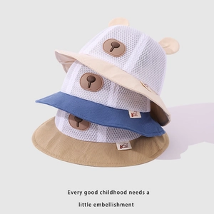 Three-pack of breathable mesh sun hats for toddlers with cute bear ears and animal ears