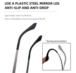 Macro view of flexible plastic steel eyeglass temples with anti-slip design and lightweight frame