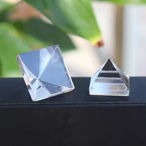 Natural clear white crystal pyramid ornament for healing and home decor energy