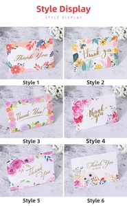 Set of six floral thank you cards with diverse botanical patterns and elegant typography