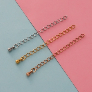 Stainless Steel Extender Chain For Necklace Bracelet With Water Drop Square Pendant Jewelry Making Findings Mirror Polished