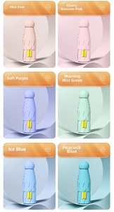 UPF 50+ sun protection folding umbrellas in six different pastel colors matrix view