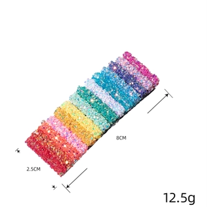 Pinza para el pelo con lentejuelas de arco iris brillantes clip rectangular 8cm