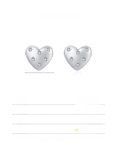 Detailed specifications of 925 sterling silver heart earrings with dimensions and weight
