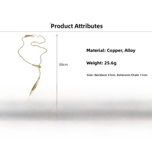 Detailed technical diagram of a golden waterdrop pendant necklace with size dimensions