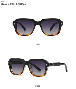 Front and 45-degree side views of tortoise round sunglasses with gray gradient lenses