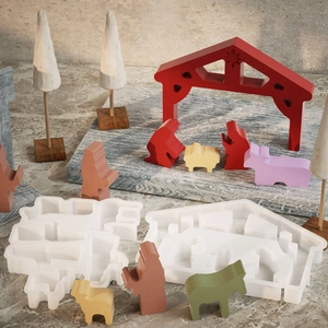 Detail der Silikonform für Krippenfiguren und Stall für DIY-Bastelarbeiten an Ostern
