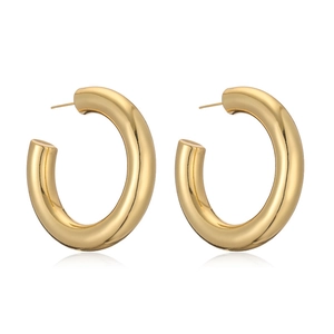 Polished gold plated teardrop hoop earrings for women with a minimalist hollow design