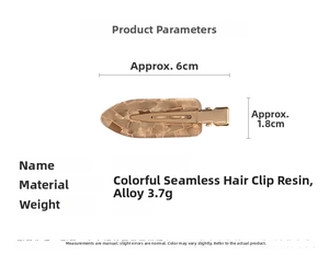 Detailed view of resin hair clip with size 6cm by 1.8cm in marble texture