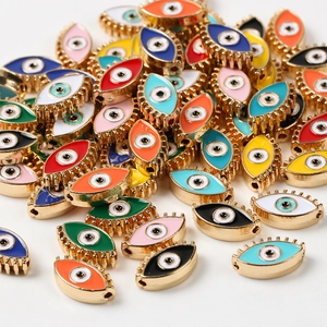Colorful alloy evil eye beads with gold finish for bracelet and necklace DIY making