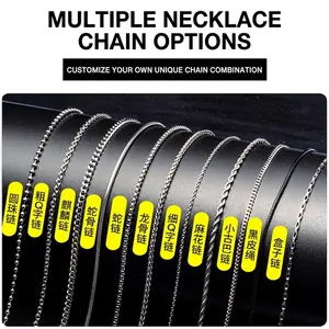 Collection of various hip hop style stainless steel necklace chains in silver and black colors