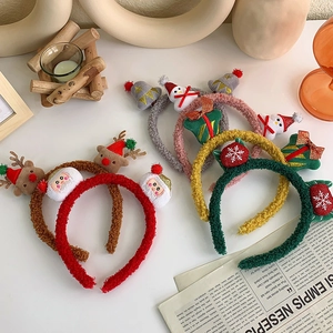 Christmas Headband Plush Reindeer Antlers Snowman Santa Claus Holiday Party Hair Hoop Cute Festive Costume Accessories