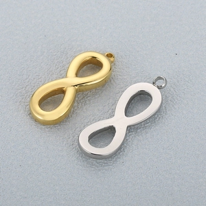 Polished gold and silver infinity symbol pendants for stainless steel bracelets